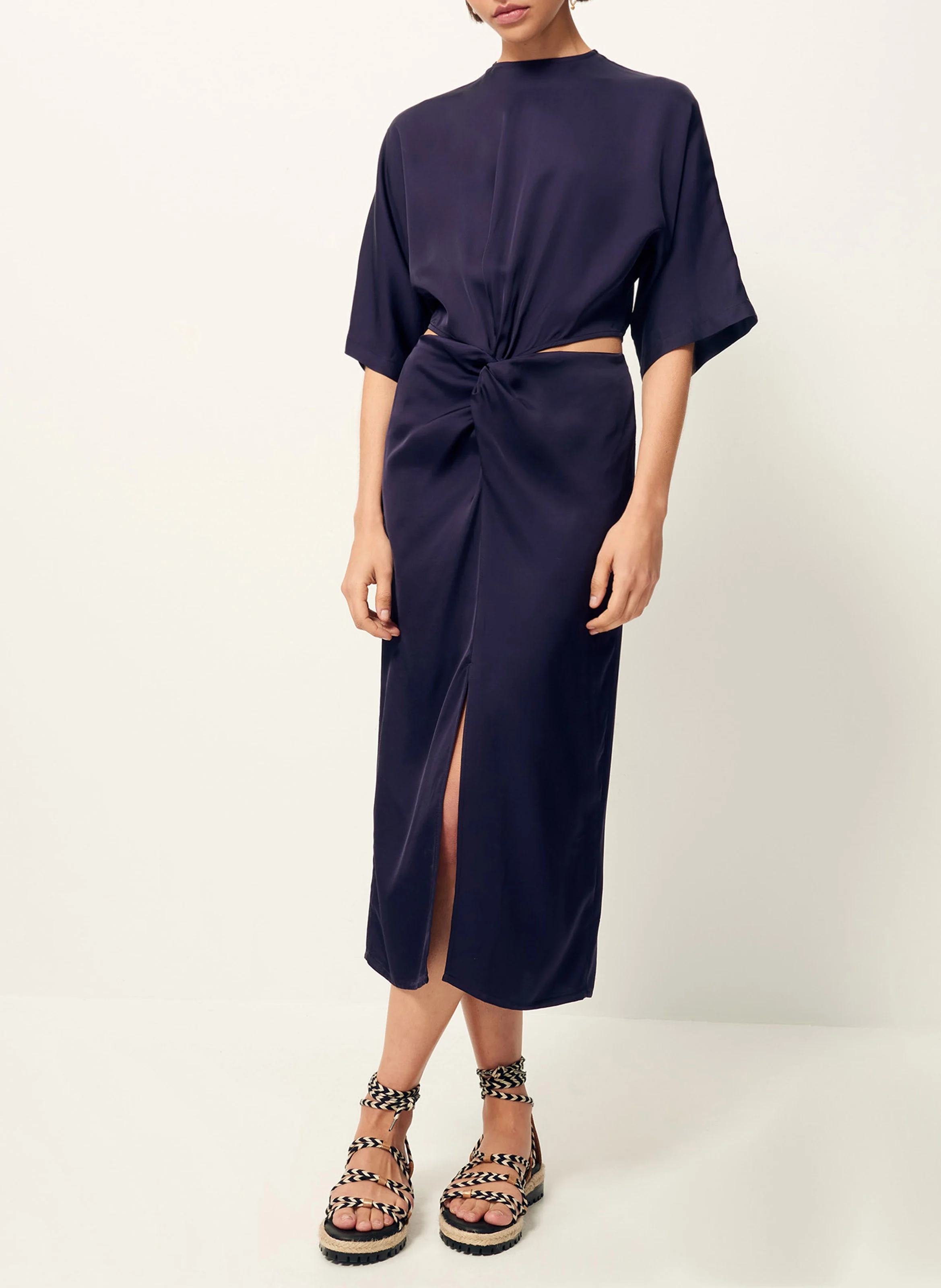 CUMBA - Robe midi col rond | Bleu