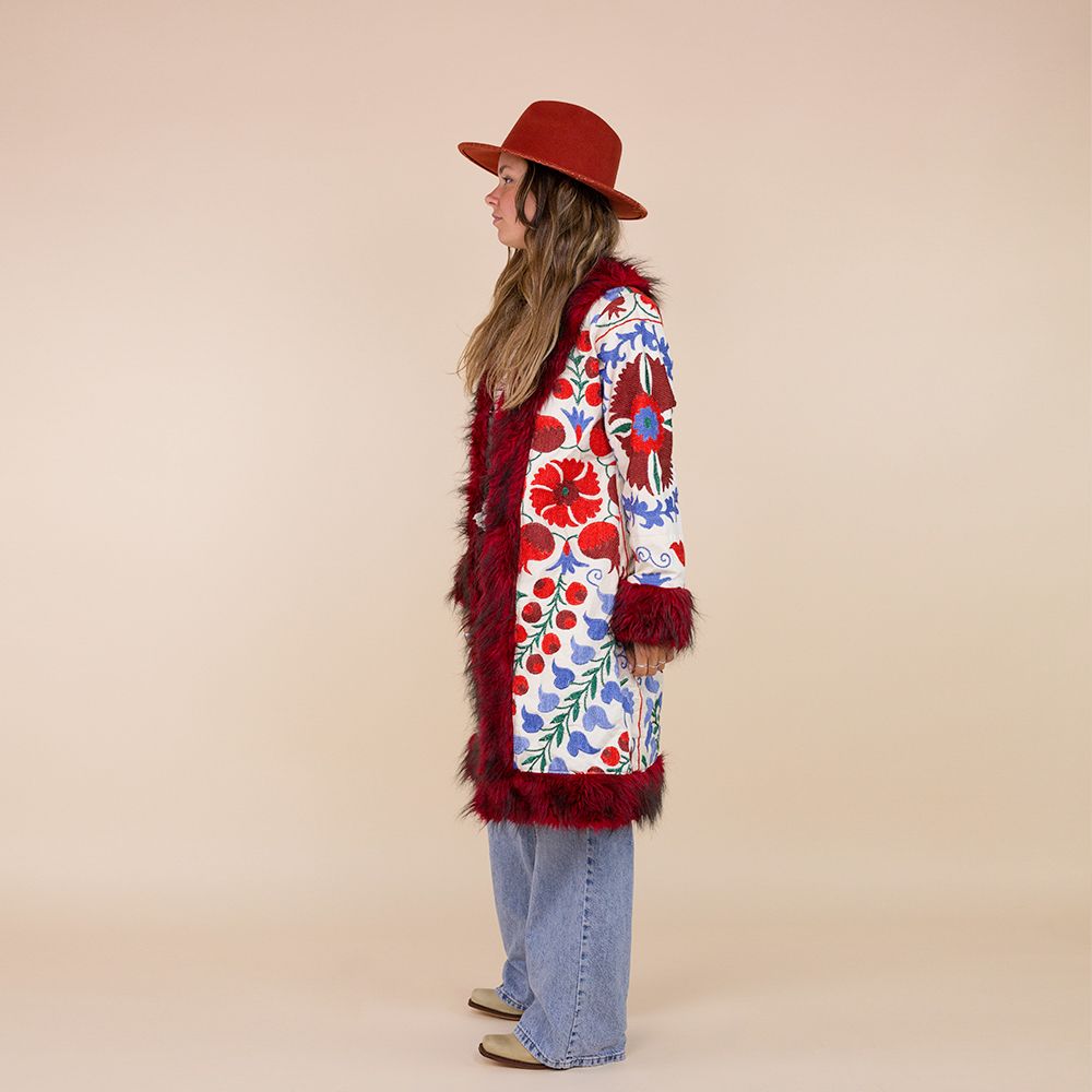 Suzani coat Alina rood - blauw