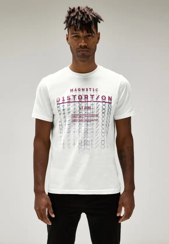 Jersey Shirt mit Print - broken white