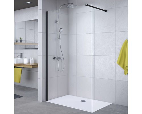 Inloopdouchewand Breuer Panorama 90 cm helder glas, profielkleur zwart