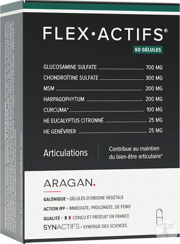 Aragan Synactifs Flexactifs Articulations Glucosamine 60 Gélules