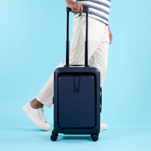 Valise rigide 4 roues CDG Pochette unie bleu marine