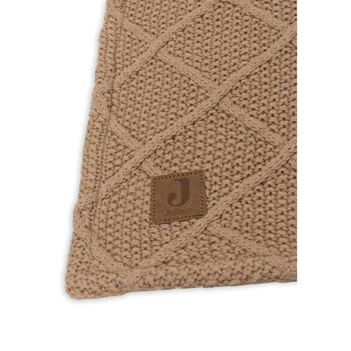 Couverture berceau fleece Check knit - Biscuit - JOLLEIN