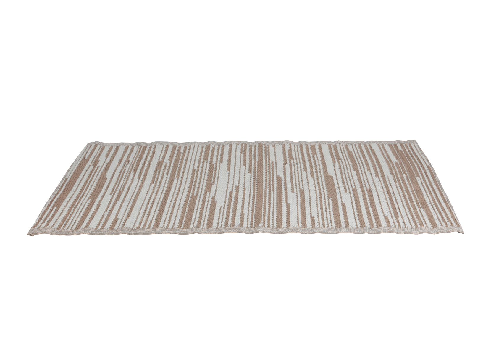 Outdoor-Teppich Streifen 180x120cm Hellbraun/Weiß