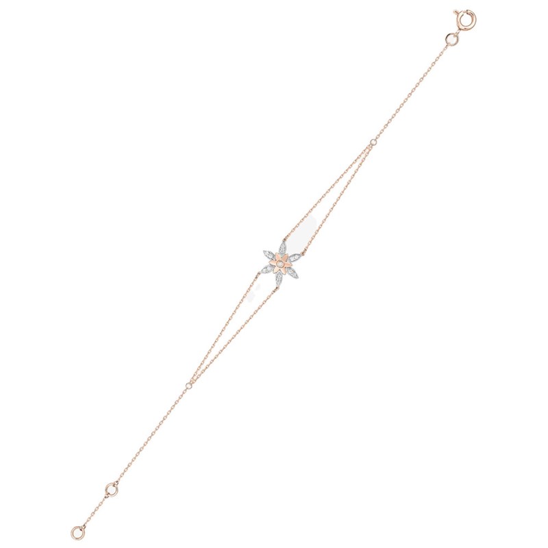 Bracelet Femme - Or 18 Carats - Diamant 0,08 Carats - Longueur : 18 cm