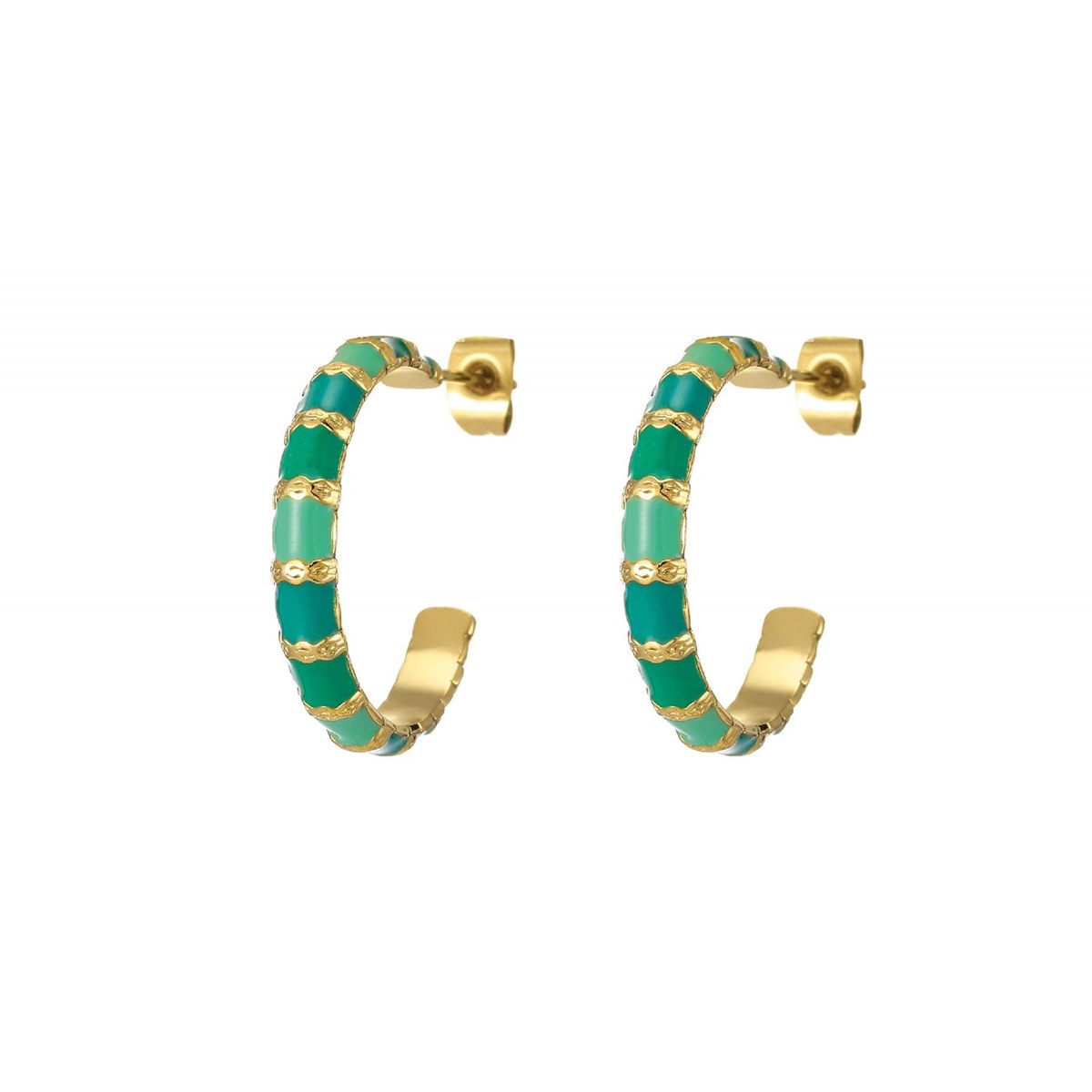 Boucles Mona vertes acier doré or