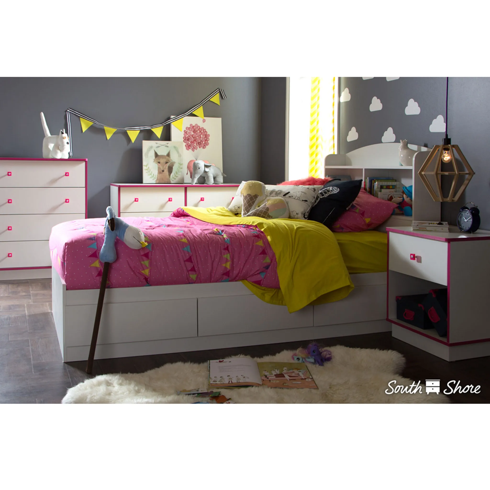 South Shore Lit Simple 3 Tiroirs Logik - Blanc