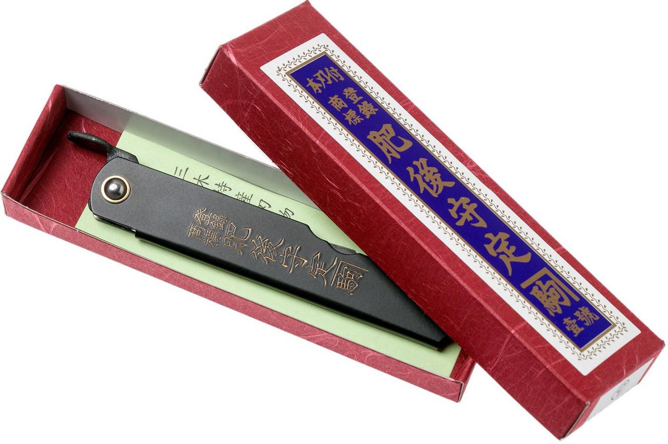 Higonokami zakmes 7,3 cm HIGOCBB, Blue paper steel, Matte Black Steel
