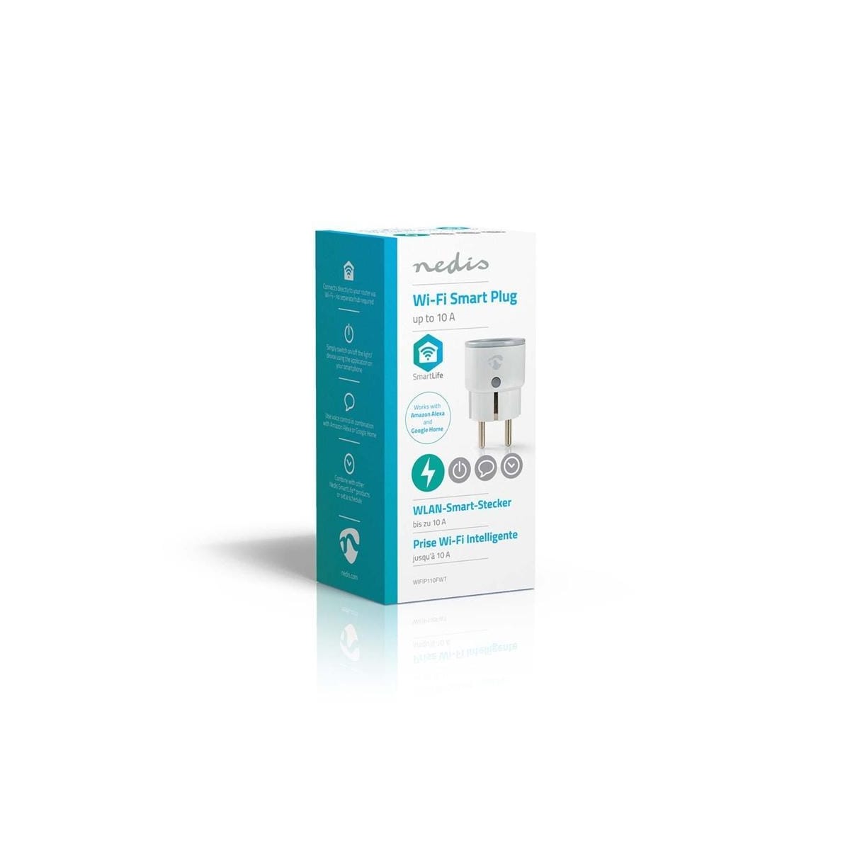 Nedis SmartLife Smart Plug | Wi-Fi | IP21 | Efektmåler | 2500 W | Jordet kontakt / Type F (CEE 7/7) | -10 - 40 °C | Android™ / IOS | Hvit | 1 stk
