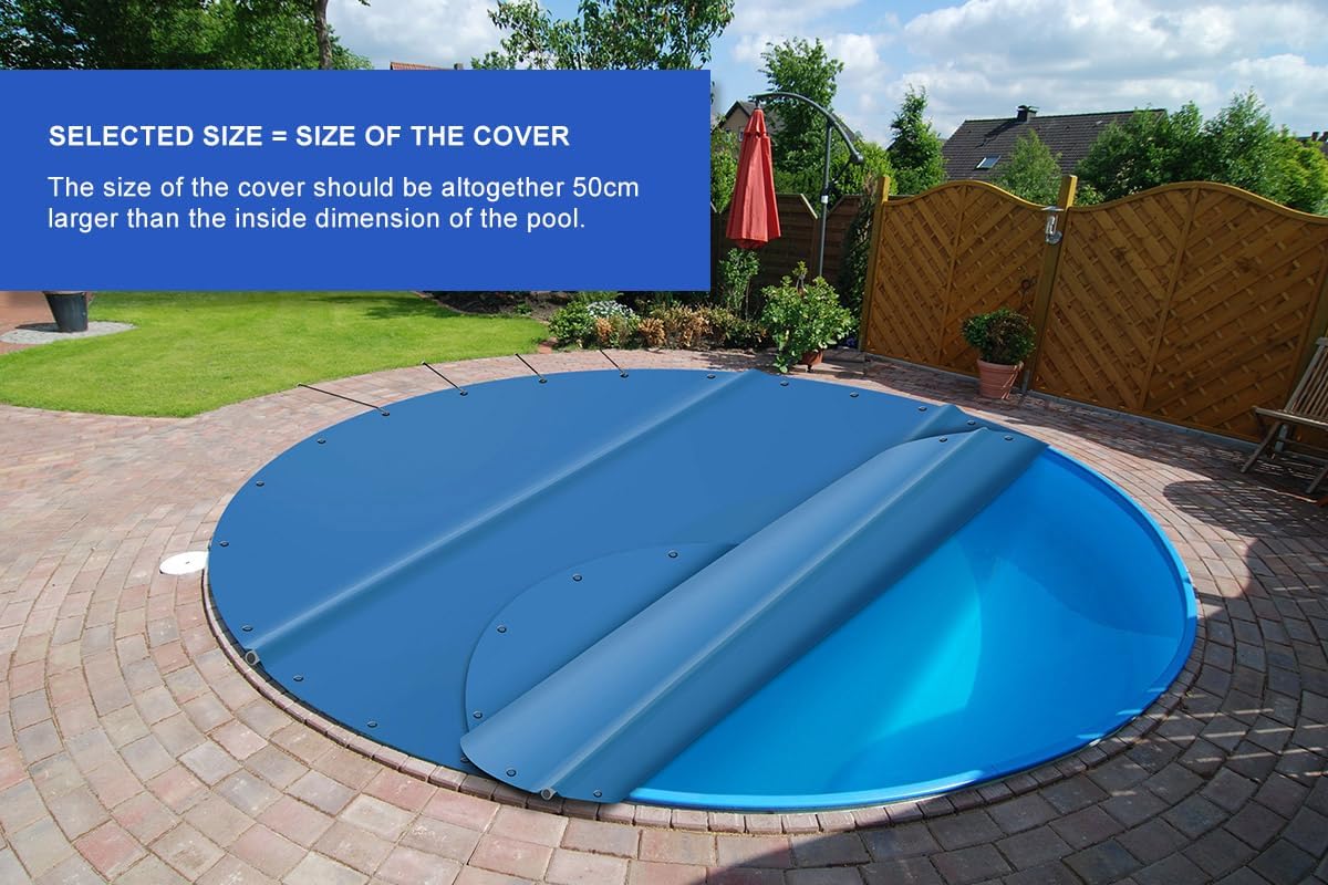 ANKO PLANEN Poolabdeckung rund Stangenabdeckung Ersatzplane aus PVC LKW-Plane – ohne Stangen (Durchmesser der Plane = 500cm, Lichtgrau RAL7035)