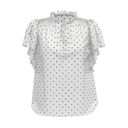 Co'Couture Dionne Dot Frill Bluse, Off White, L