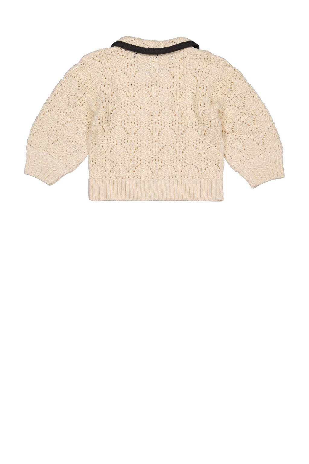 LEVV gebreide sweater PIBBE met contrastbies ecru/zwart