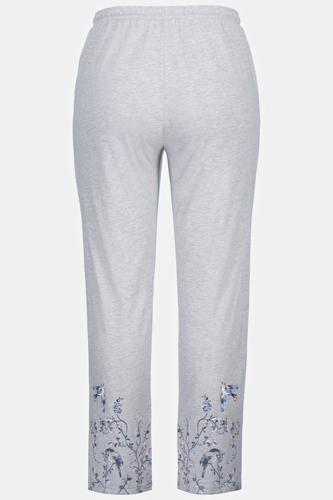Pyjama, Vögel, Ziersteine, Rundhals, 3/4-Arm
