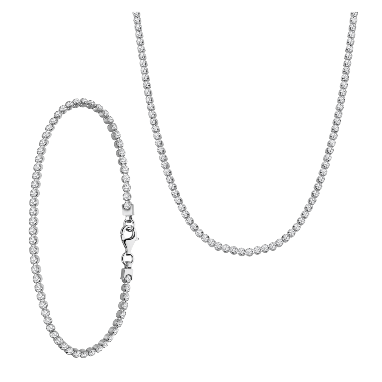 Zilveren set ketting en armband zirkonia