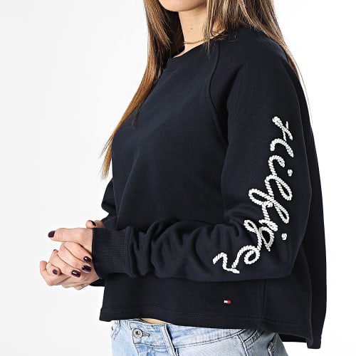 Sweat Crewneck Femme Rope Puff Print 7794 Bleu Marine