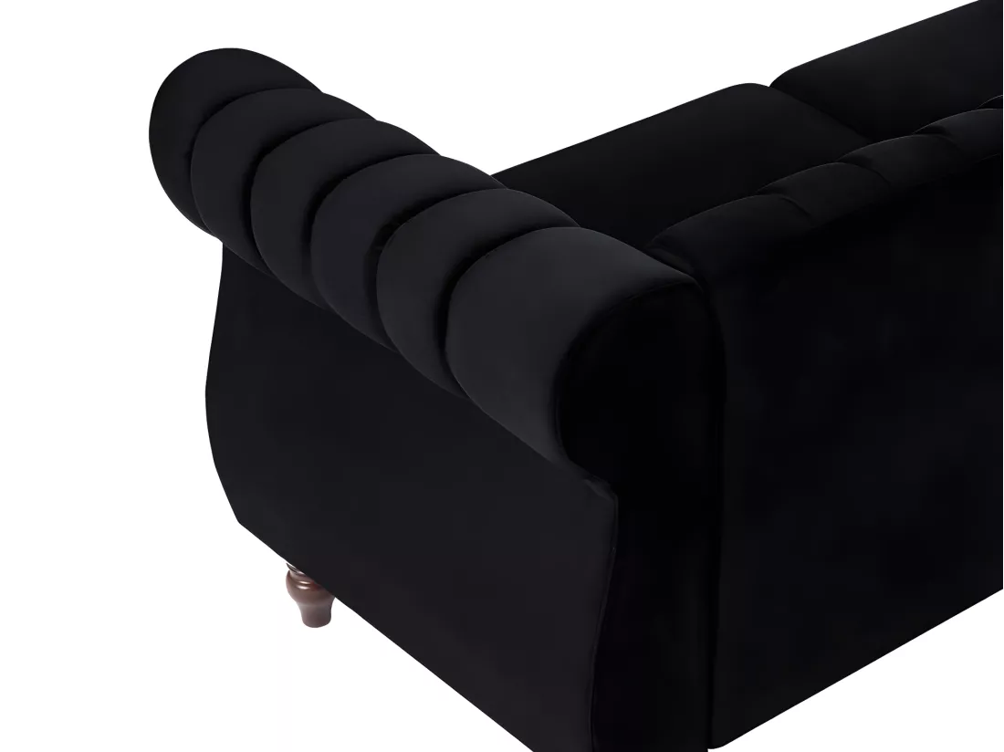 Canapés chesterfield 3 places et 2 places en velours noir TRUMBO
