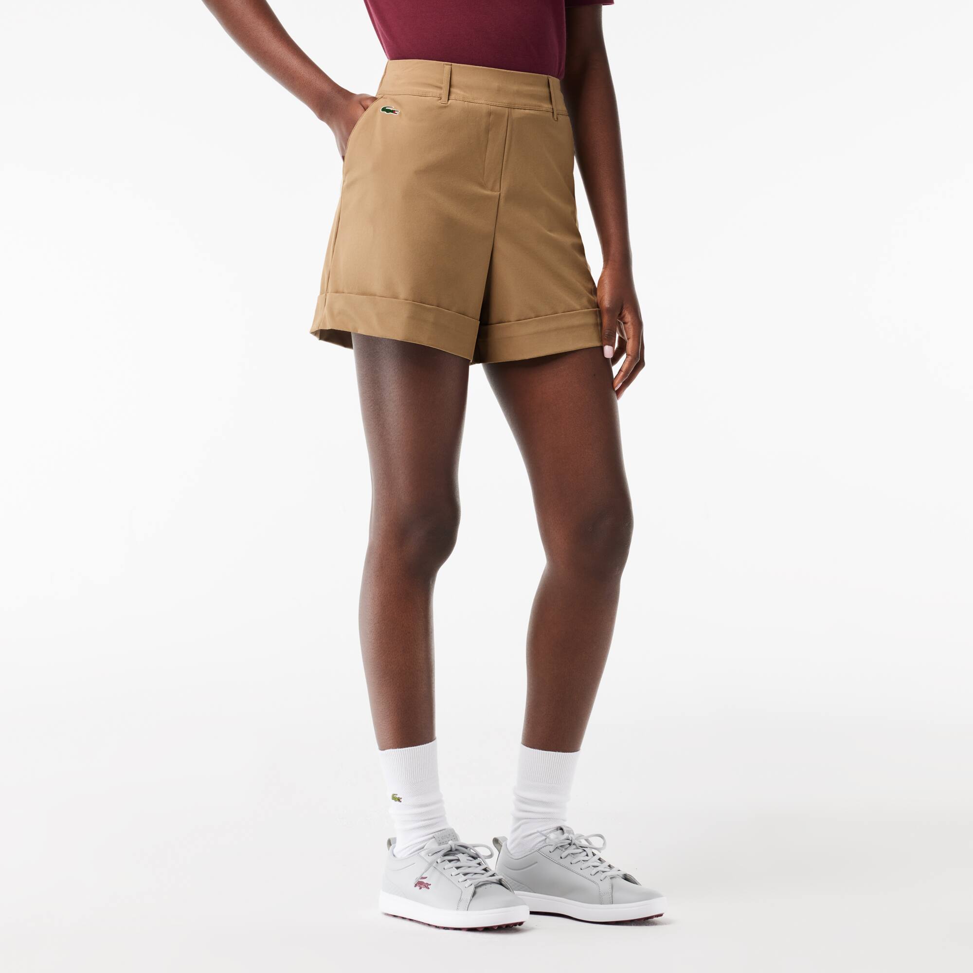 Bermuda femme Golf Lacoste SPORT en taffetas extensible Shorts - Beige - Lacoste - Femme