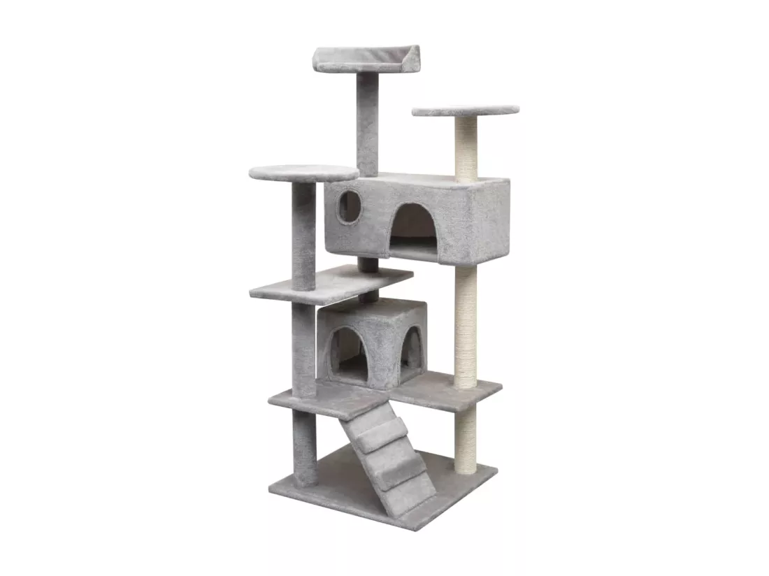Arbre à chat avec griffoirs en sisal 125 cm Gris