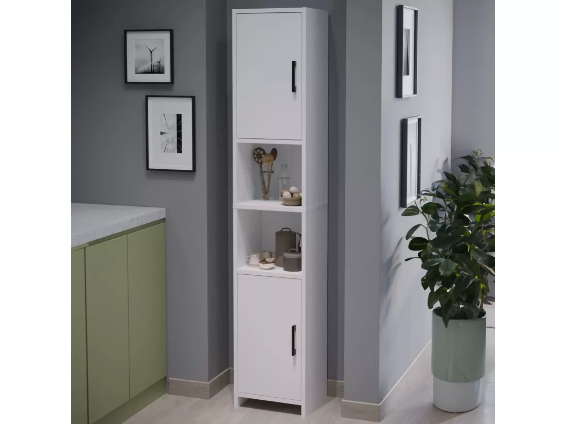 Meuble colonne de cuisine Rautrina 180 x 35 x 30 cm blanc [en.casa]