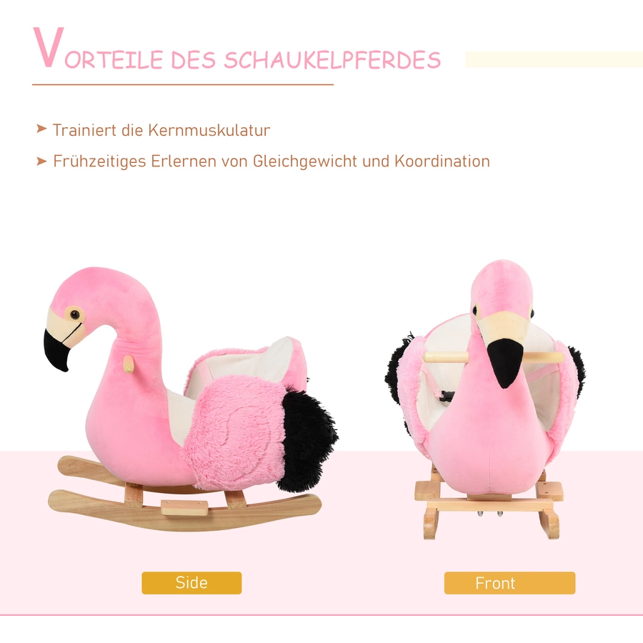 HOMCOM Kinder Schaukeltier als Flamingo rosa