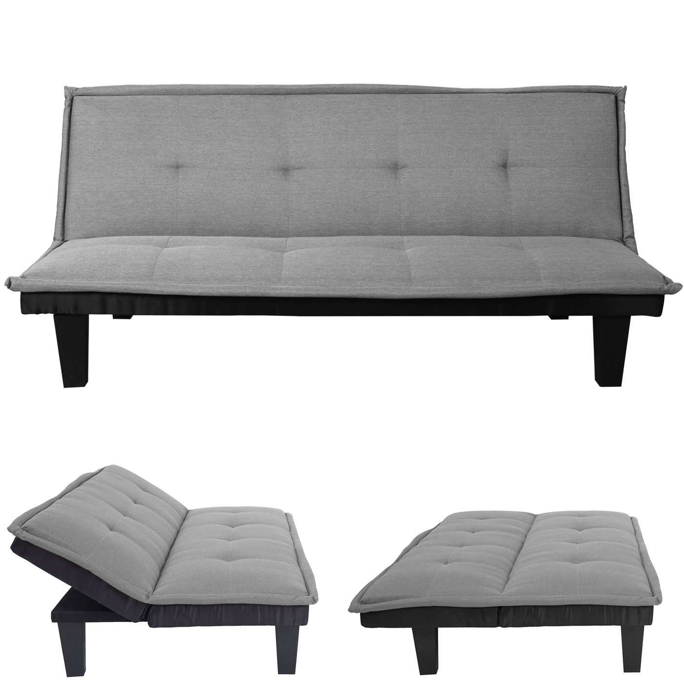 3er-Sofa MCW-C87, Couch Schlafsofa Gästebett Bettsofa Klappsofa, Schlaffunktion 170x100cm ~ Textil, hellgrau