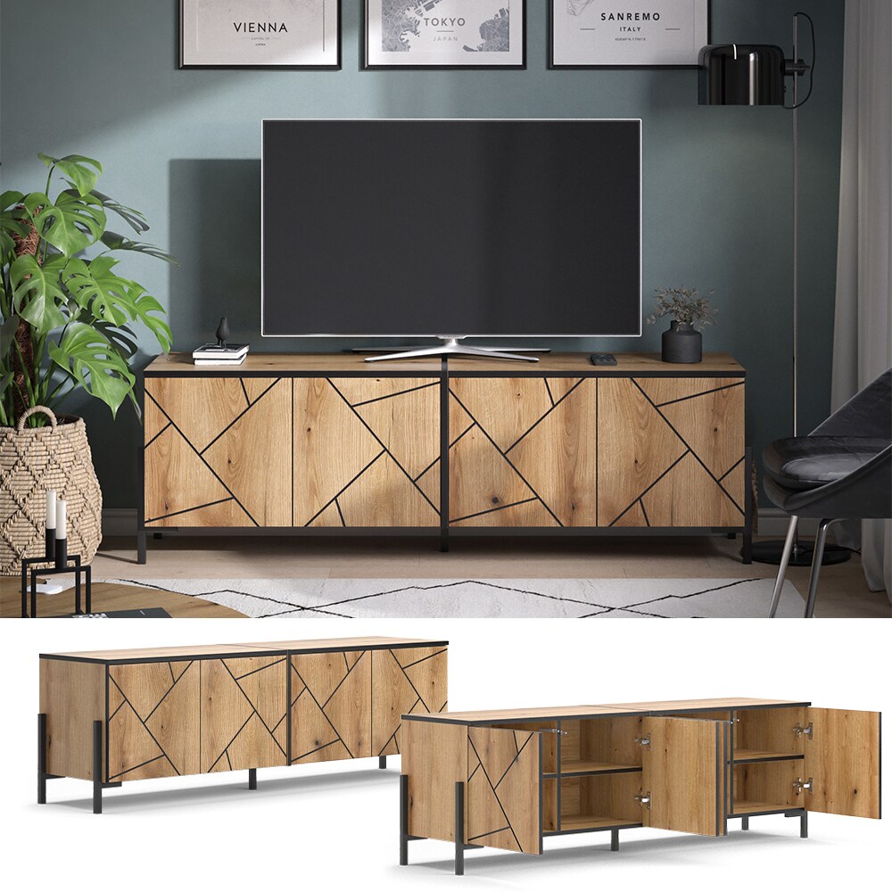 Vicco TV-Lowboard Hatto, Eiche Evoke, 156,8 x 50 cm, Fernsehtisch, Wohnzimmer