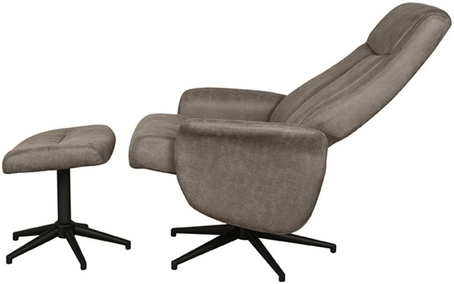 Relaxfauteuil met hocker Taupe Micro Suede CH-73.011 Bergen B77 x D76 x H105 cm