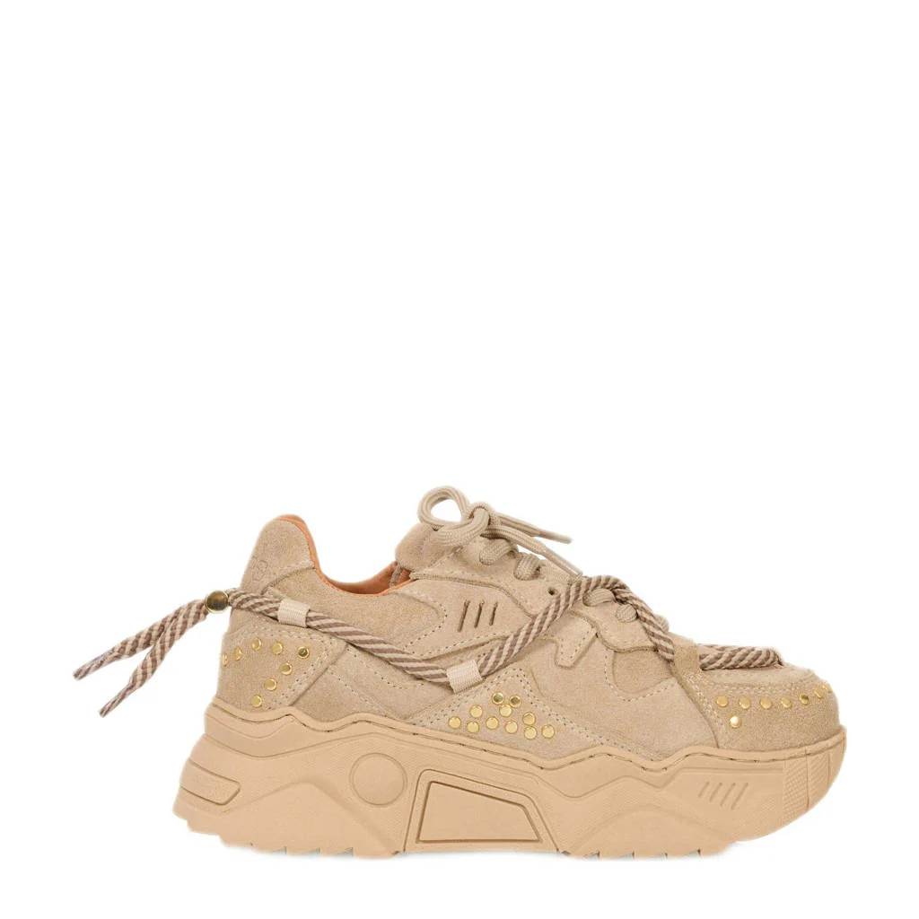 DWRS Jupiterchunky leren sneakers met studs beige