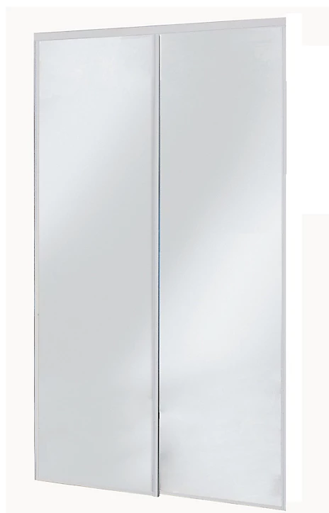 Lot de 2 portes miroir de placard coulissantes H. 250 cm cadre acier gris