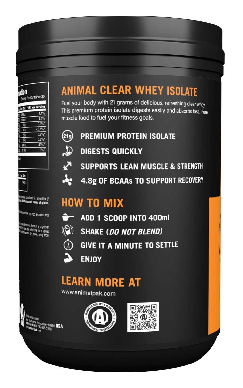 Soro de leite isolado animal transparente 500 g