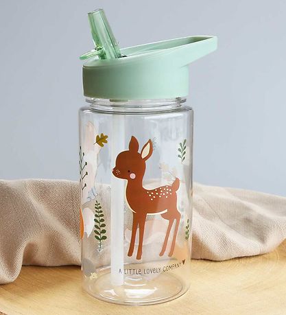 A Little Lovely Company Trinkflasche mit. Strohhalme - 450 ml -