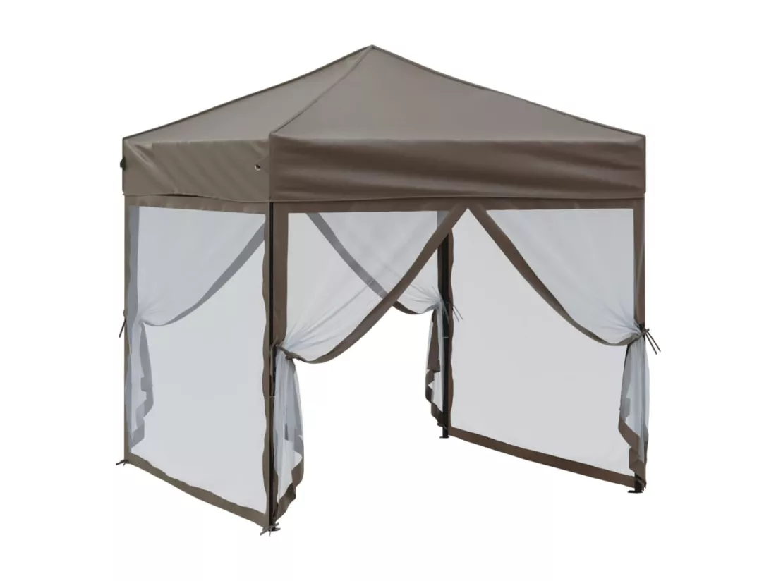 Tente de réception pliable avec parois Taupe 2x2 m