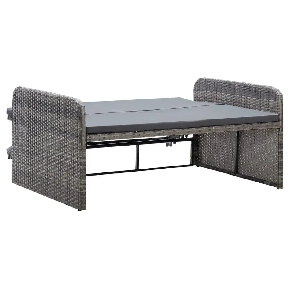 VIDAXL 2-delige Loungeset met kussens poly rattan grijs