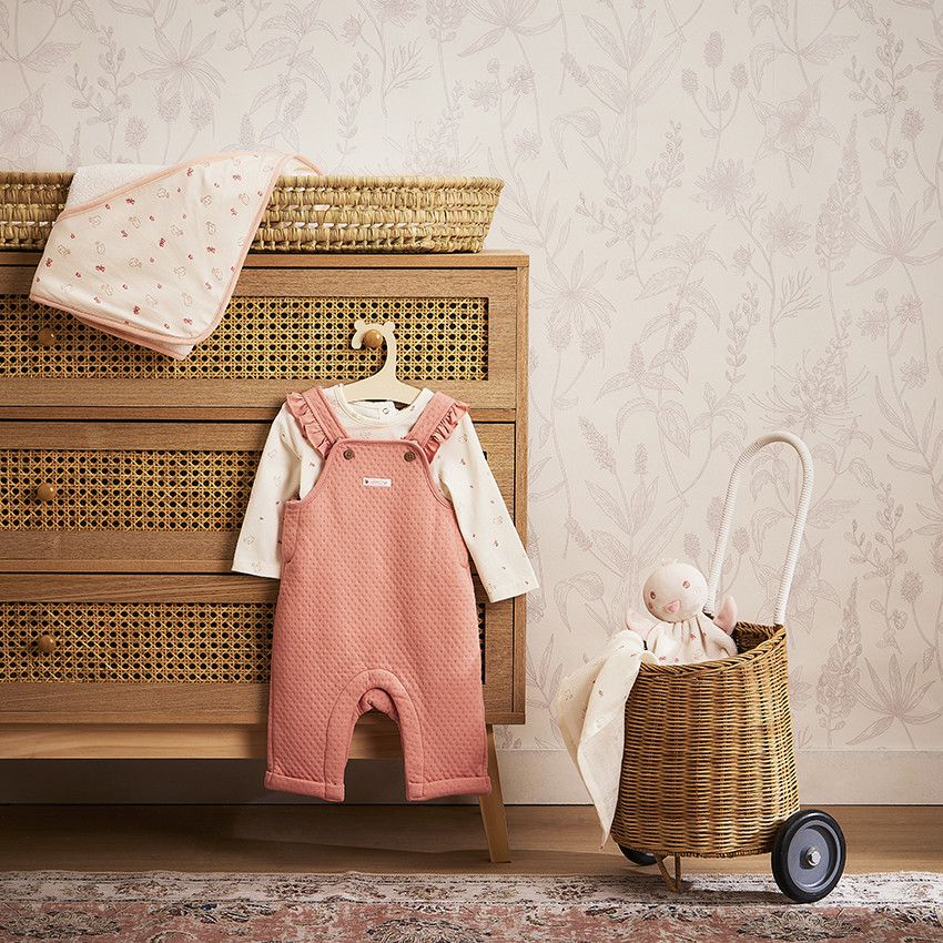 Lot de 3 langes fantaisie en tetra pour bébé fille - Ecru