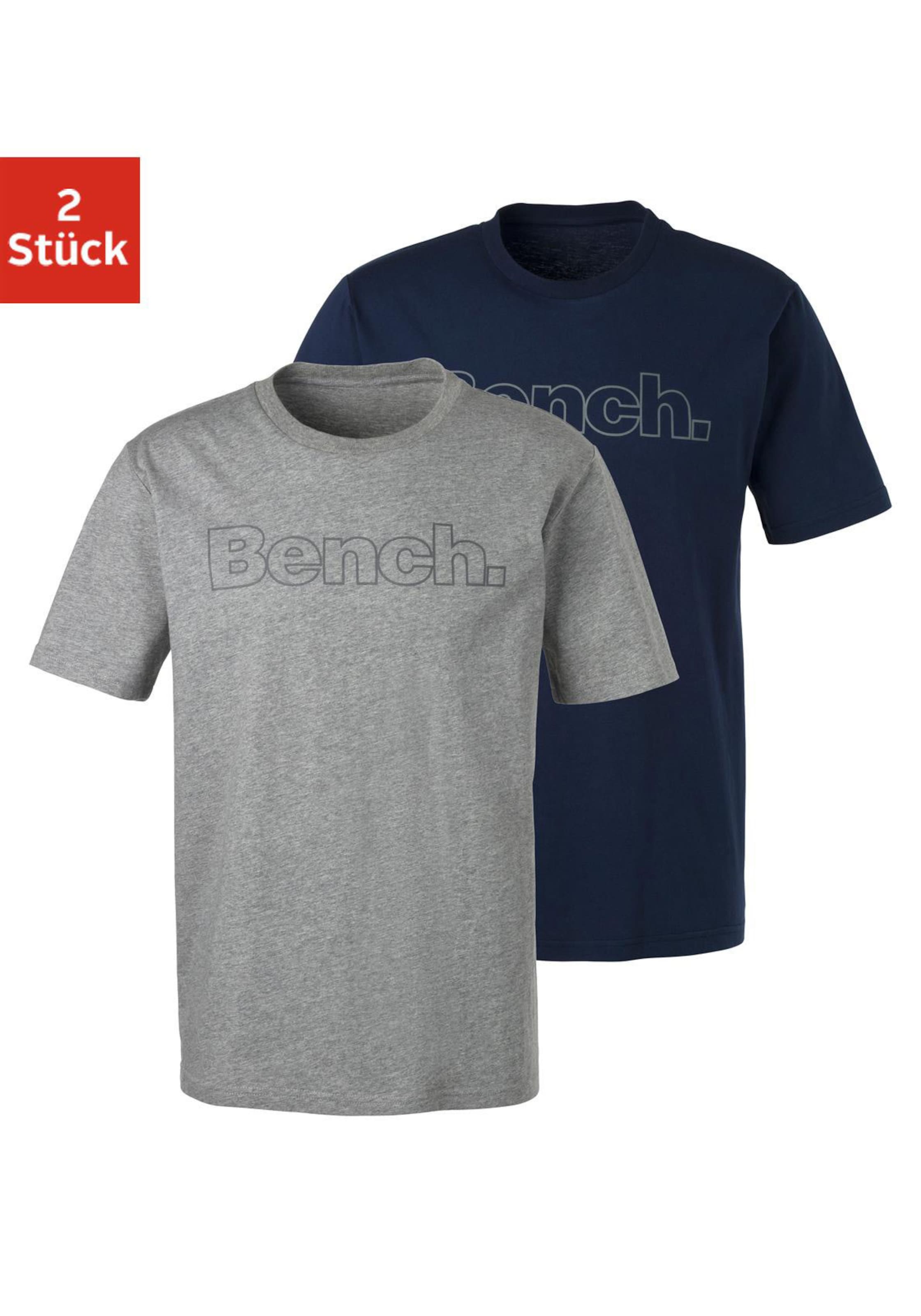 T-Shirt in grau-meliert, navy