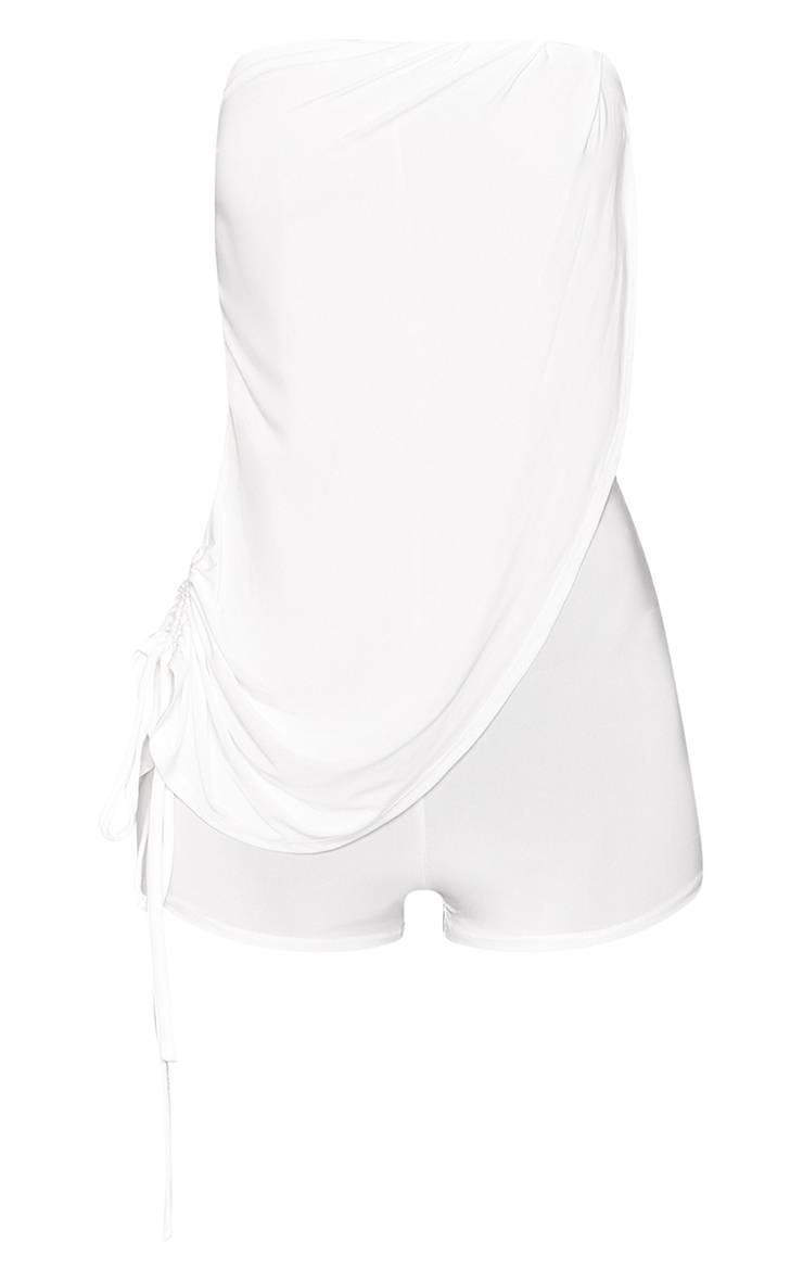 Crème Combinaison-pantalon Drapée À Bandeau Double Couche En Tissu Slinky Pour Grande Taille