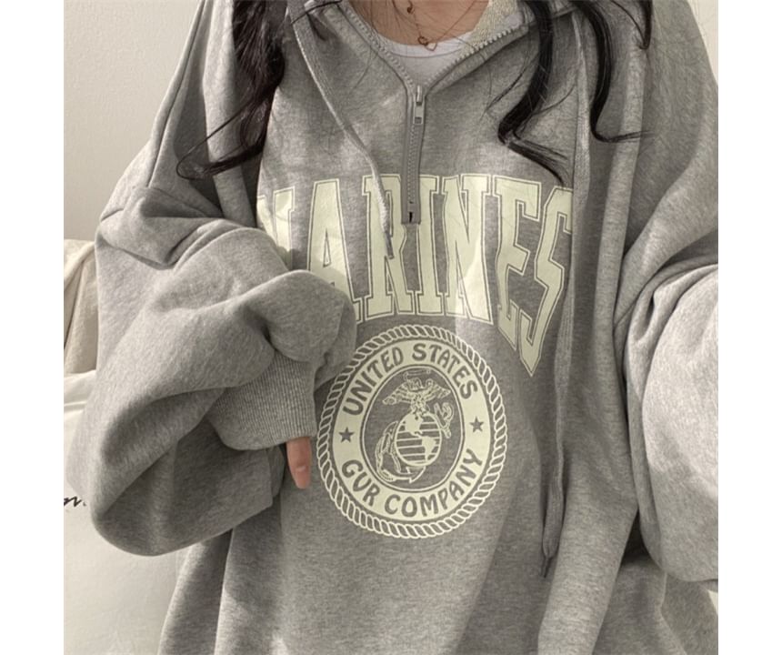 Bolgivy - Hoodie met halve rits en letters