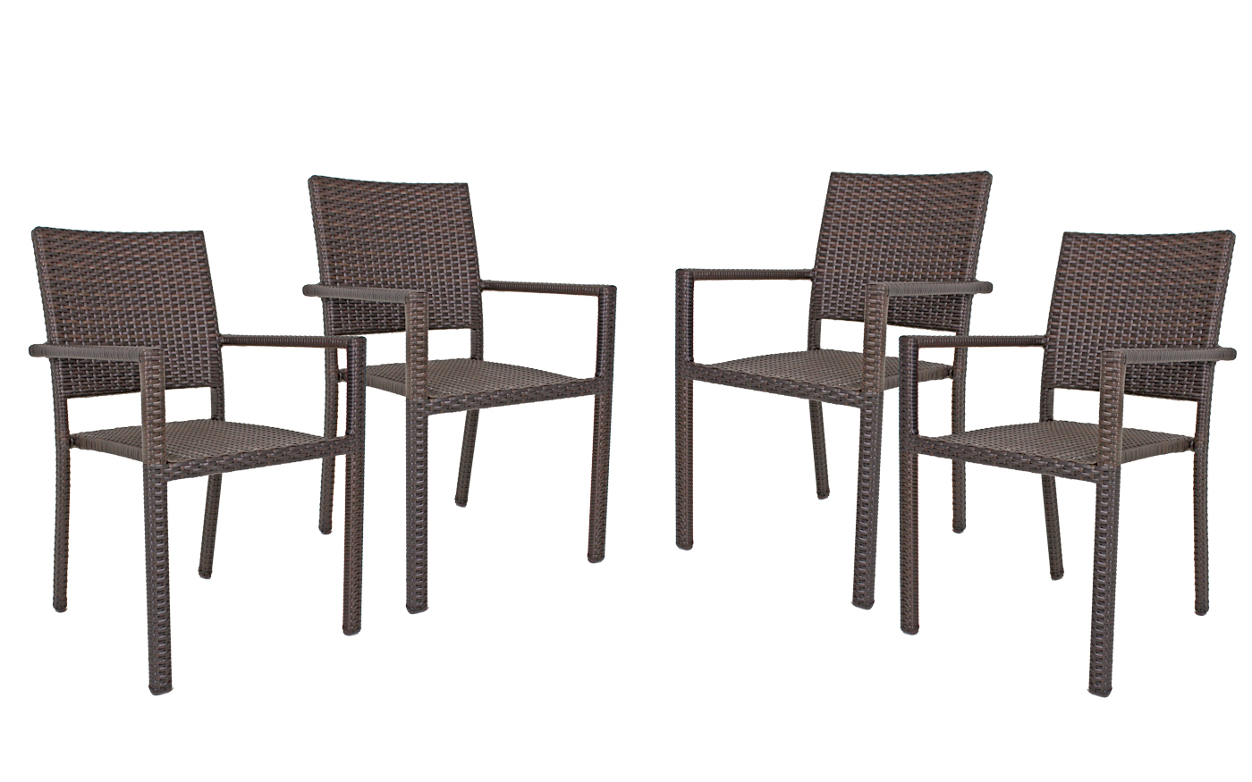4er-Set Stapelstuhl MALAGA - coffee - Aluminium