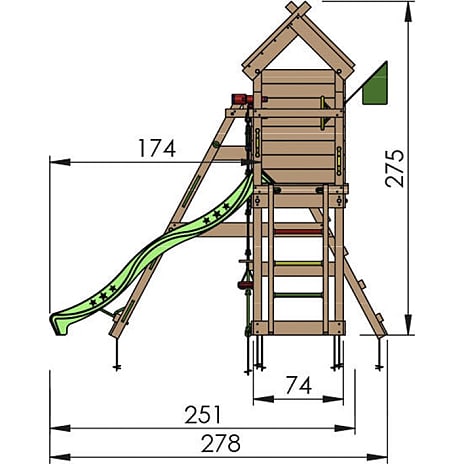 Jungle Gym Totem legetårn komplet inkl. klatremodul og rød rutsjebane