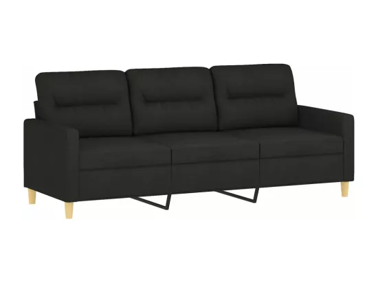 Ensemble de canapés 3 pièces avec coussins Noir Tissu