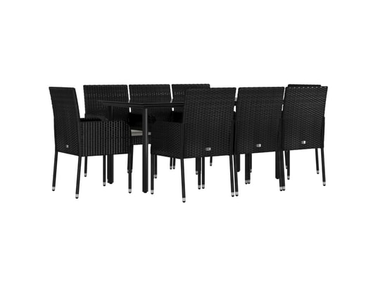 LES TENDANCES - Ensemble table et chaises de jardin-noir-8 places-492006