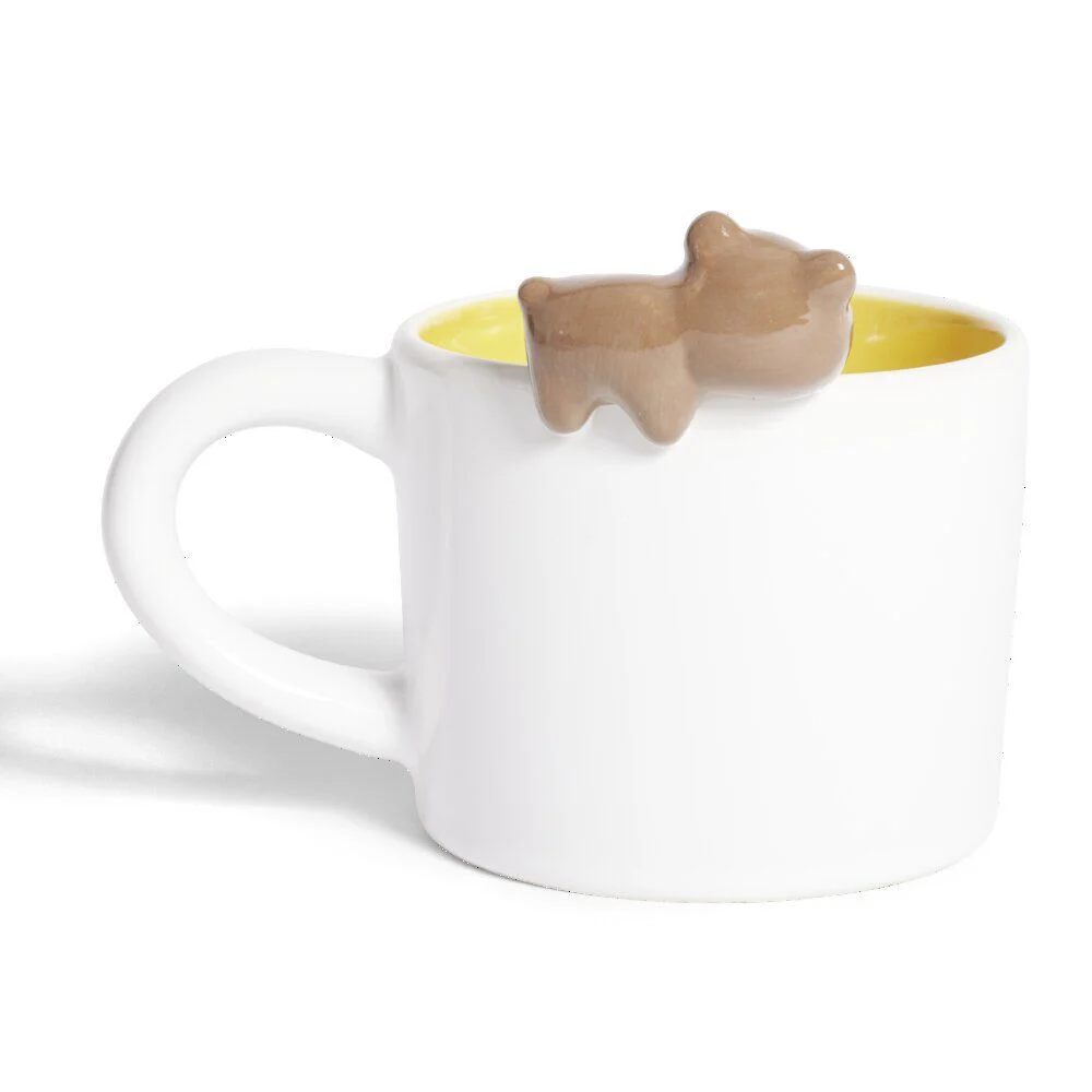 Mug ours dolomite blanc et jaune Ø10,5xH10,5cm
