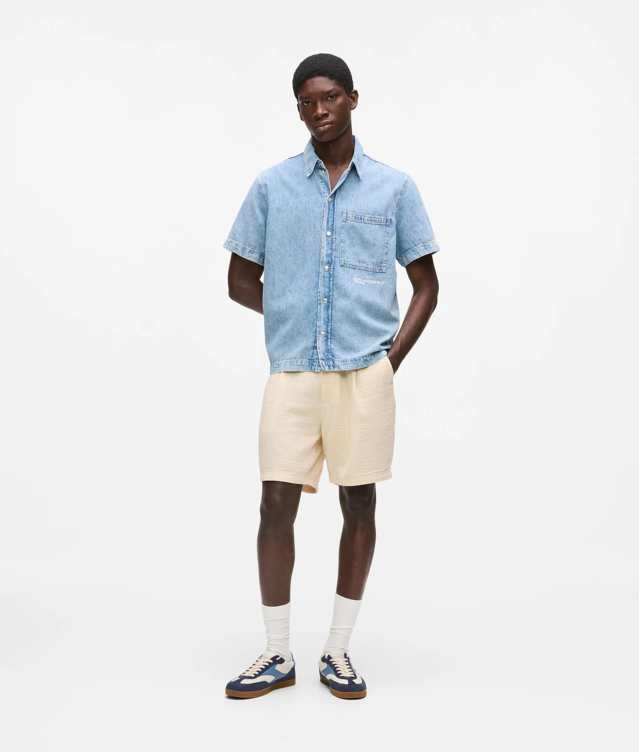 Denim shirt met korte mouwen