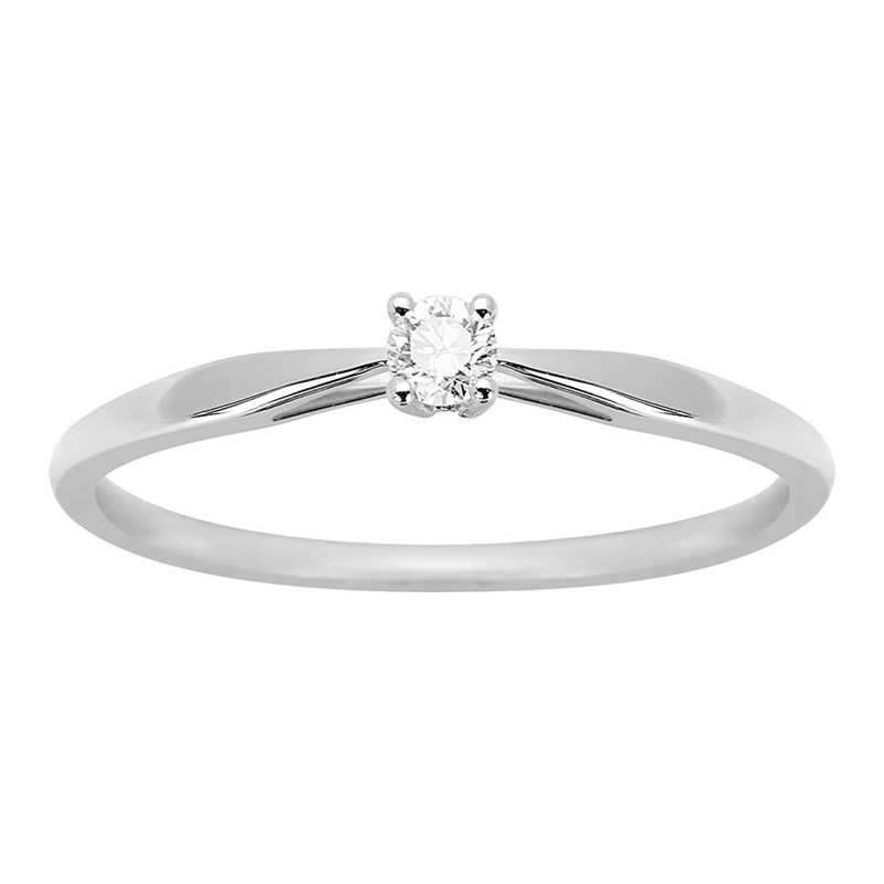 Solitaire Diamant 0.08CT - Or blanc 18 carats