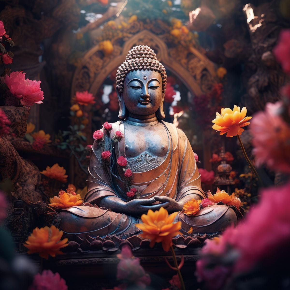 Glasschilderij Buddha 080080-202B80 x D0.4 x H80 cm