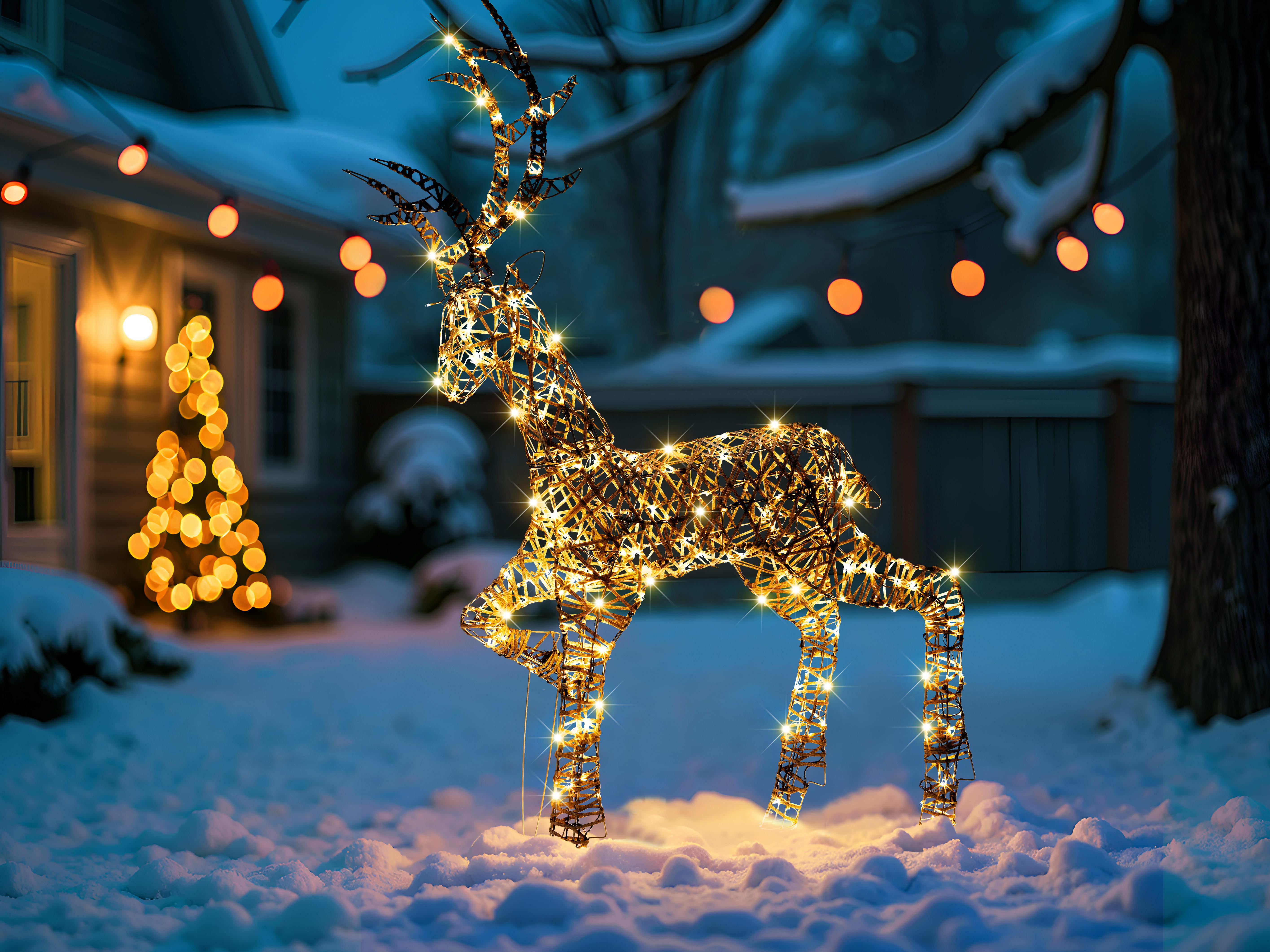 Buitendecoratie LED HUSAVIK Rendier 140 cm Zilver