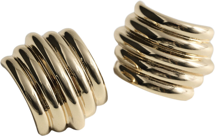MANGO Embossed hoop earrings Gold
