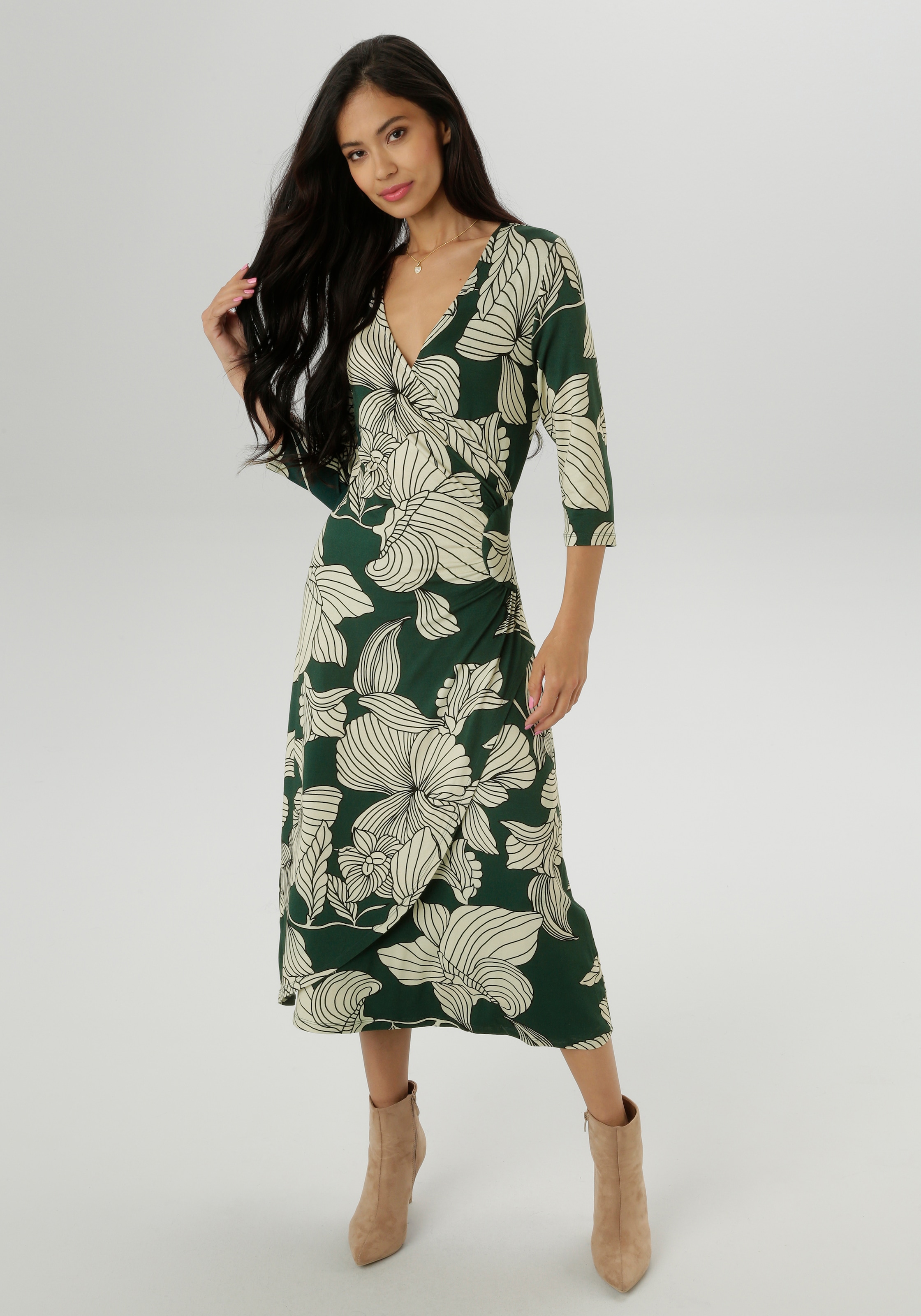 Aniston SELECTED Jerseykleid mit V-Ausschnitt in Wickel-Optik - NEUE KOLLEKTION