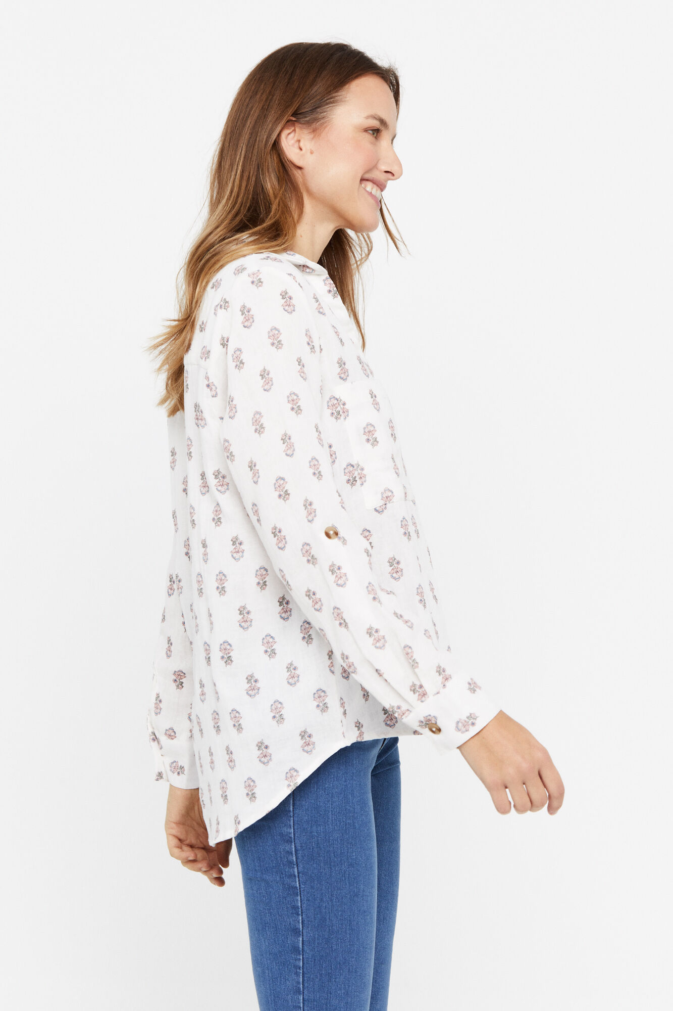 Camisa rústica de algodão - Estampa branca