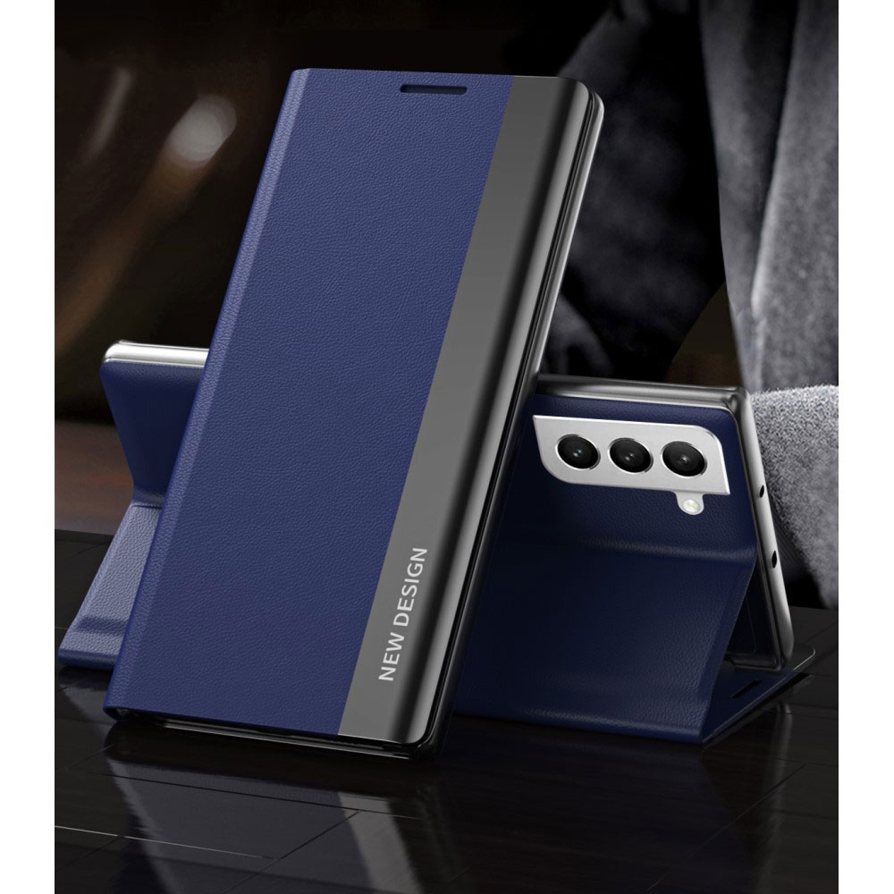 Samsung Galaxy S22 5G Leder Tasche Flip Cover   Magnetverschluss - Blau